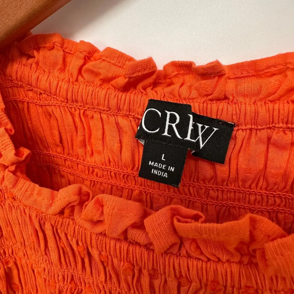 J.CREW Puff-sleeve textured voile smocked top BI436 // L